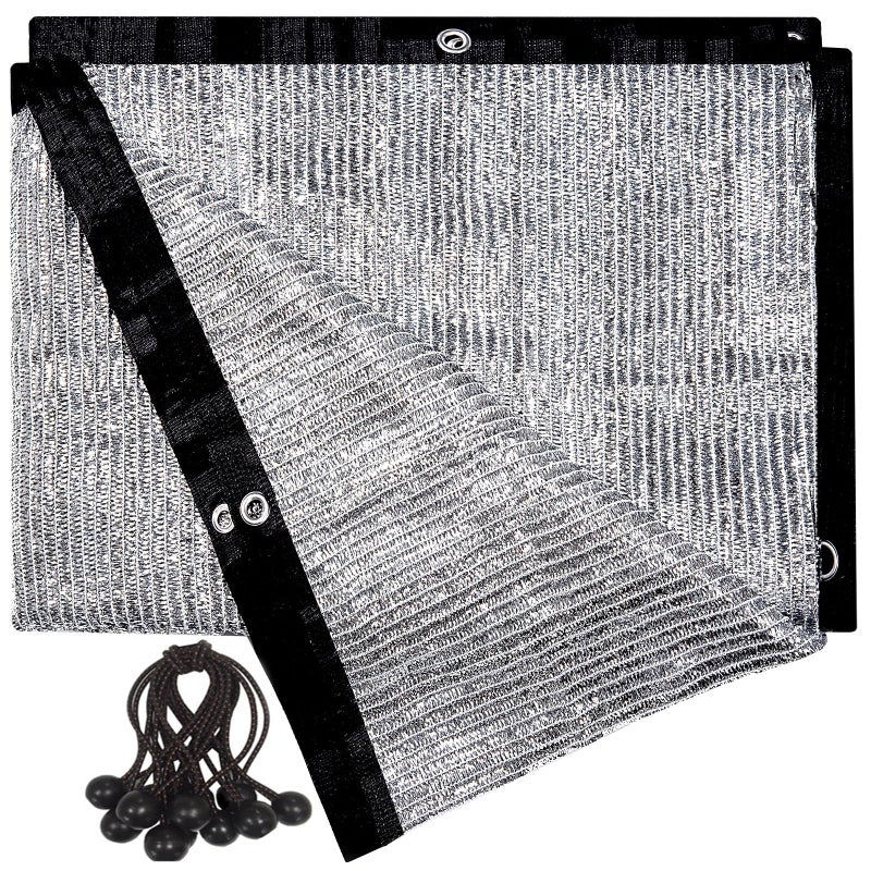 UNIUP 70% Aluminum Shade Cloth 6.5 FT x 6 FT, Durable Mesh Silver Tarps with Grommets and Ball Bungee, Sun Shade Net,Shading Antifreezing for Pet Shade, Car Cover, Patio Garden, Pergola,Plants Growing - Image 1